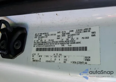 2016 Ford F150 Super Cab z USA, uszkodzony, nr VIN 1FTEX1CF3GKD97614